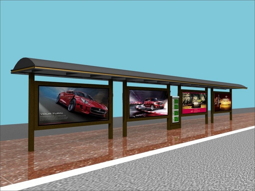 四川省中江縣金屬烤漆公交站臺修建完畢